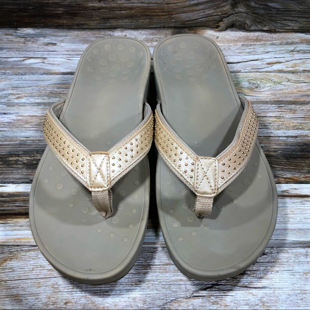 Vionic Orthotic Pacific Kehoe Wedge Sandal Gold